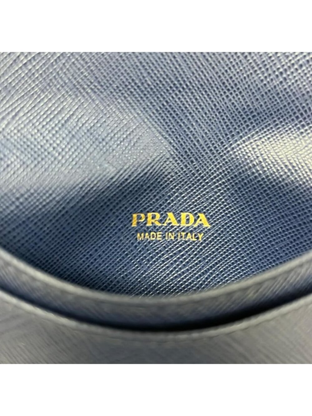 Prada Card Case Navy Gold Leather - Picture 5 of 5